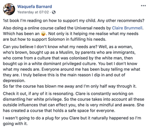 Testimonial from Waquefa Barnard